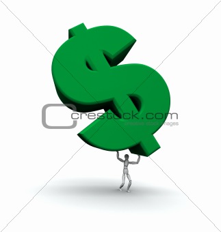 Man Lifting $ Dollar Symbol