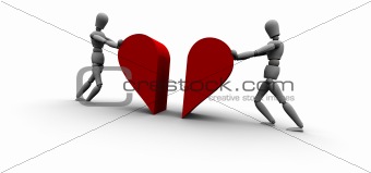 Two People Pushing Heart Icon Together