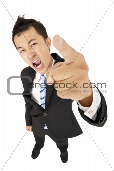 excited businessman pointing you and shouting