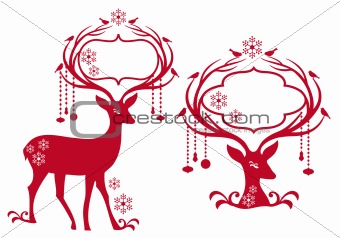 christmas frame with reindeer, vector