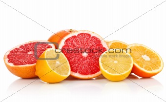 fresh fruits orange lemon grapefruit in cut