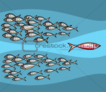 Be unique: Fish Swimming Against The Tide