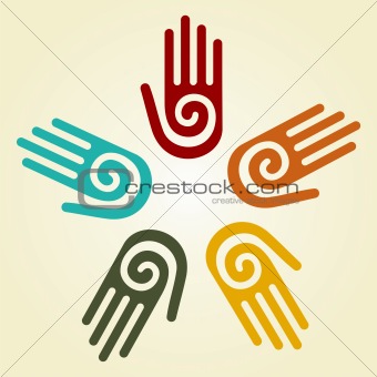Hand with spiral symbol in a circle 