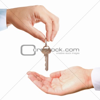 Hand, holding modern key