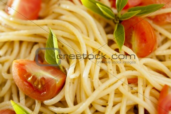 Tomato and Basil Pasta Close-Up