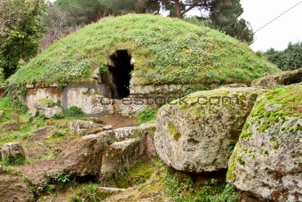 Circular tombs in the Etruscan Necropolis of Cerveteri