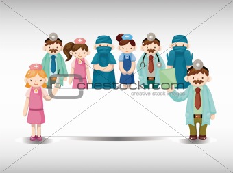 cartoon doctor and nurse card