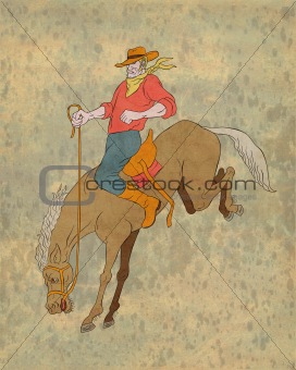 rodeo cowboy riding bucking horse bronco
