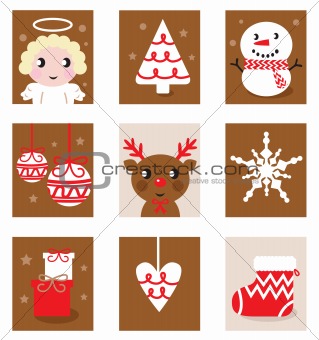 Christmas characters & accessories, icon & elements ( retro )
