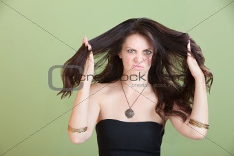 Unhappy Woman with bad Hair
