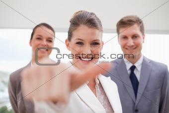 HR Manager about to give thumb up