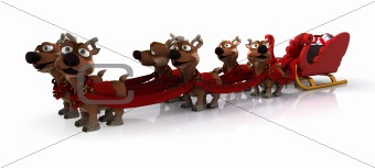 santas sleigh and reindeer 