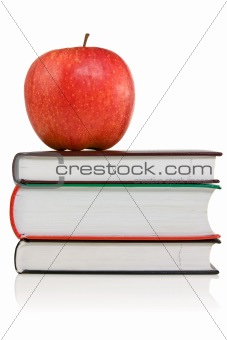 books with a red apple on the top