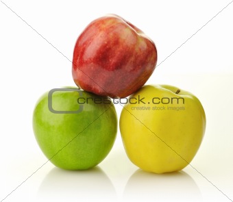 Yellow, green and red apples 