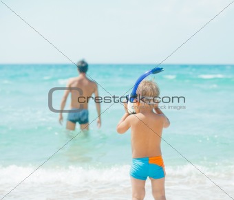 Father And Son At Beach