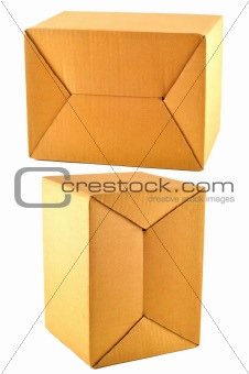 A corrugated brown box
