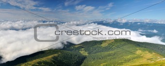 Natural cloudy valley in the mountains