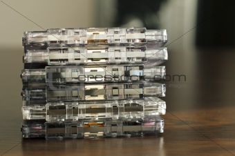 Pile of audio tape cassettes