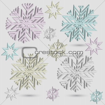 vector  3d snowflakes