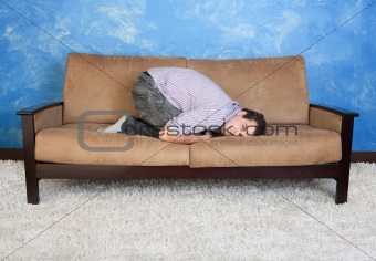 Angry Young Man On Sofa