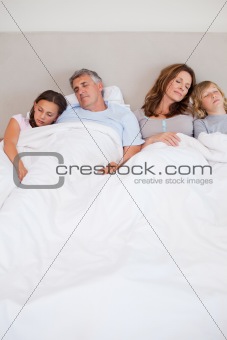 Family sleeping in the bedroom
