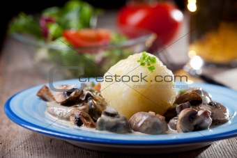 bavarian mushroom sauce with potato dumpling 
