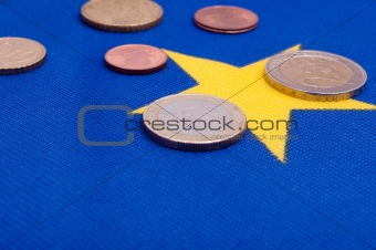Euro Coins on EU Flag