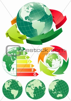 Earth with energy efficiency arrow