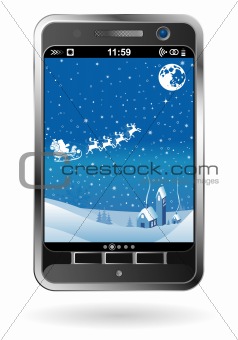 Smartphone with Christmas background