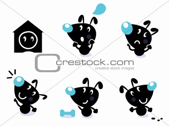 Cute dog collection - vector elements isolated on white