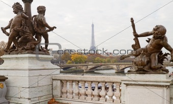 Eiffel Tower Through Statues