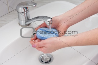 hands wash with soap