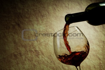 Red Wine glass and Bottle