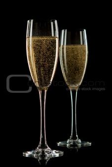 Glass of champagne, isolated on a black
