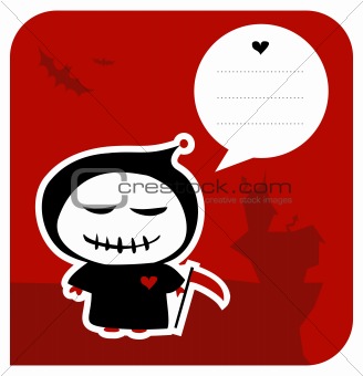 Funny grim reaper halloween greeting card