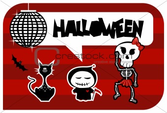 Funny halloween dancing monsters greeting card