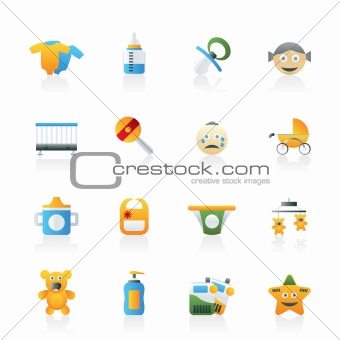 Baby, children and toys icons