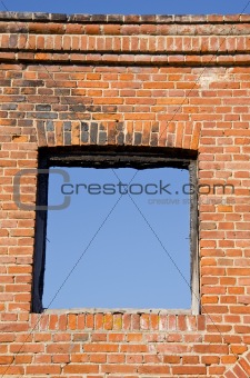 ruins wall with windows hole
