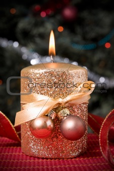 burning gold festive  candle