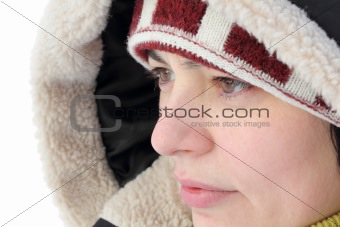 portrait of a beautiful woman in winter clothes