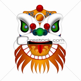 Chinese Lion Dance Head Illustration