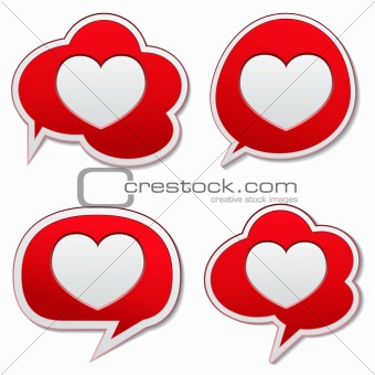 Red speech bubbles with heart icon