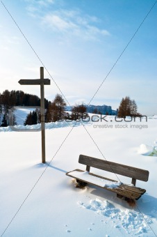 Wooden Winter bench with mark trial