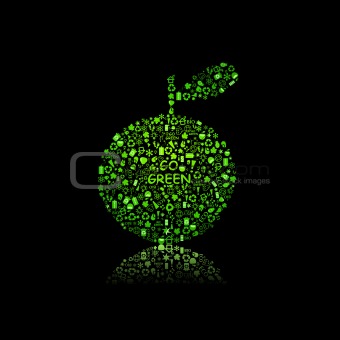 Apple Silhouette Filled With Diiferent Eco Object