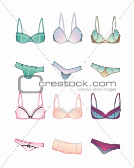 vector underwear - bras and panties