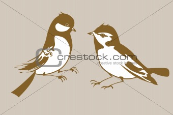 birds silhouettes on brown background, vector illustration