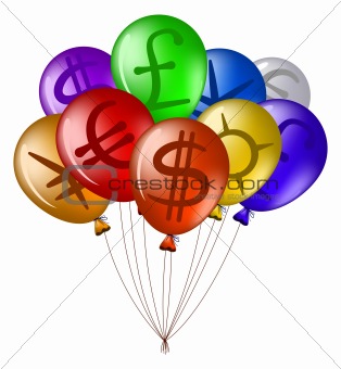 Balloons with currency signs