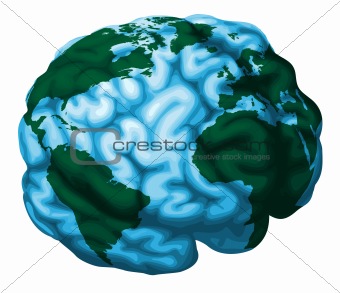 Brain world globe illustration