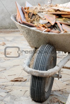 Wheelbarrow with waste