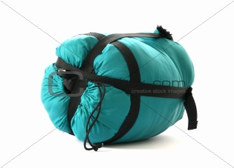 Packed sleeping-bag on white backgrounds